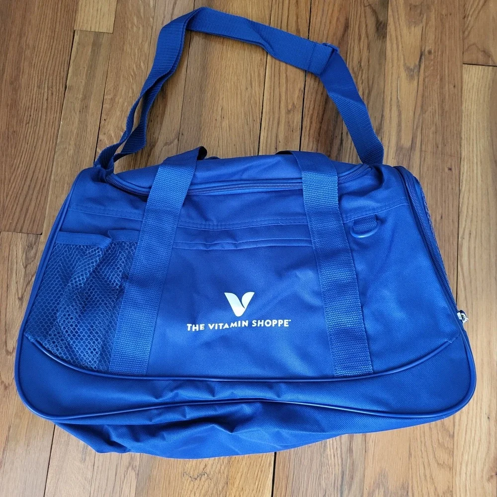 Vitamin Shoppe Duffle Gym Adjustable Strap Bag Blue Travel